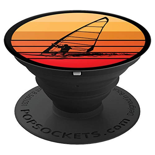 Windsurfer Retro Vintage Sunset Windsurfing PopSockets Grip and Stand for Phones and Tablets