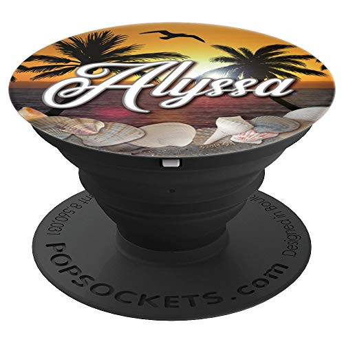 Alyssa Monogram Ocean Beach Sunset Sea Shells Name Alyssa - PopSockets Grip and Stand for Phones and Tablets