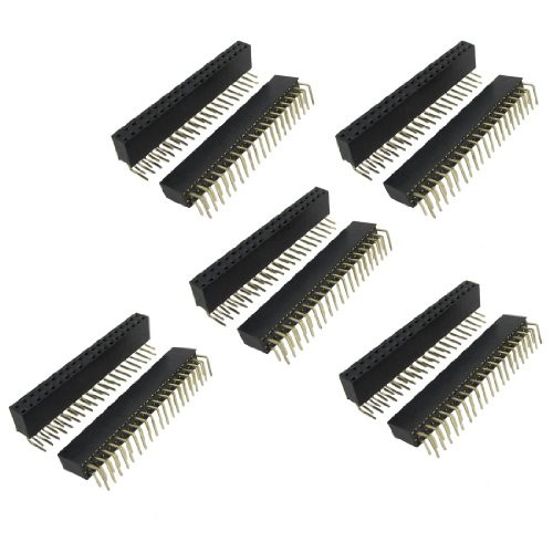 uxcell 10 Pcs 2x20 Pin 2.54mm Pitch Dual Row Right Angle Female Headers