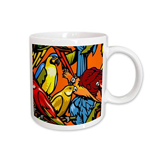 3dRose Parrots and Tropical Bird Pattern Ceramic Mug, 11-Ounce 3dRose Parrots and Tropical Bird Pattern Ceramic Mug, 11-Ounce