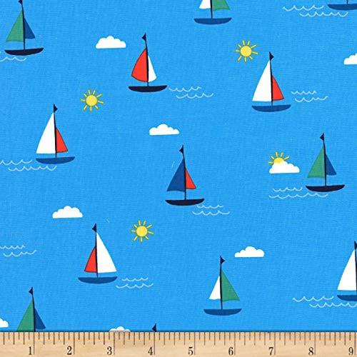 Michael Miller Goat Island Sunset Cruise Fabric, Water, Fabric By The Yard