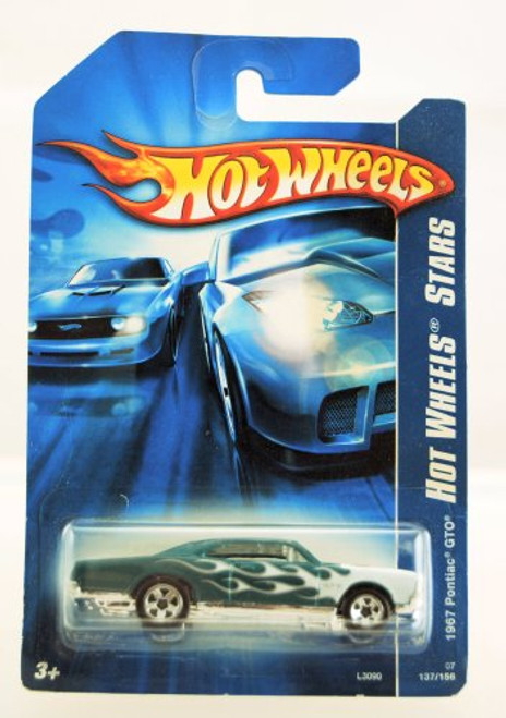 Hot Wheels - 2007 Hot Wheels Stars - 1967 Pontiac GTO - #137/156 - Green w/ White Flames - Limited Edition - Collectible