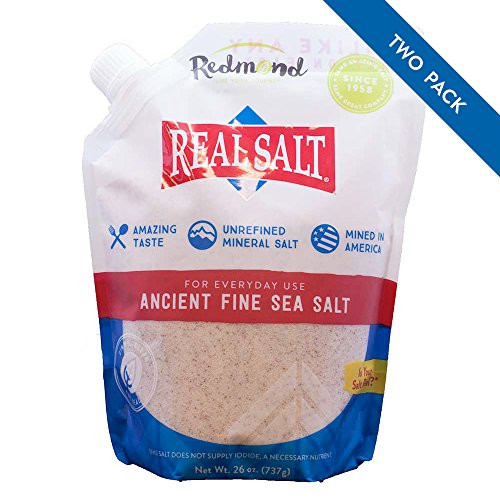 Redmond Real Salt - Ancient Fine Sea Salt, Unrefined Mineral Salt, 26 Ounce Pouch (2 Pack)
