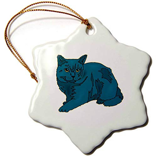 3dRose orn_150898_1 Russian Blue Cat-Snowflake Ornament, 3-Inch, Porcelain