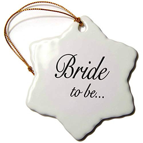 3dRose orn_161143_1 Bride to Beblack Wedding Engagement Porcelain Snowflake Ornament, 3-Inch