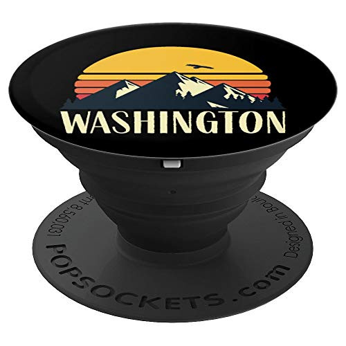 Washington Retro Vintage State Mountain Sunset - PopSockets Grip and Stand for Phones and Tablets
