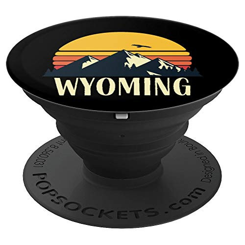Wyoming Retro Vintage State Mountain Sunset - PopSockets Grip and Stand for Phones and Tablets