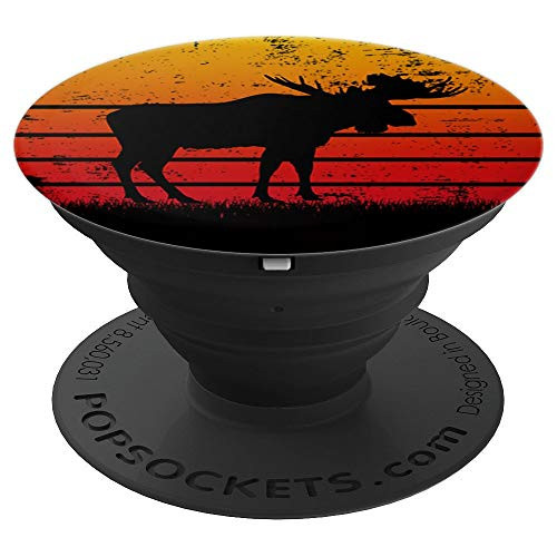 Vintage Moose Sunset Retro Colors Distressed Moose Lover - PopSockets Grip and Stand for Phones and Tablets