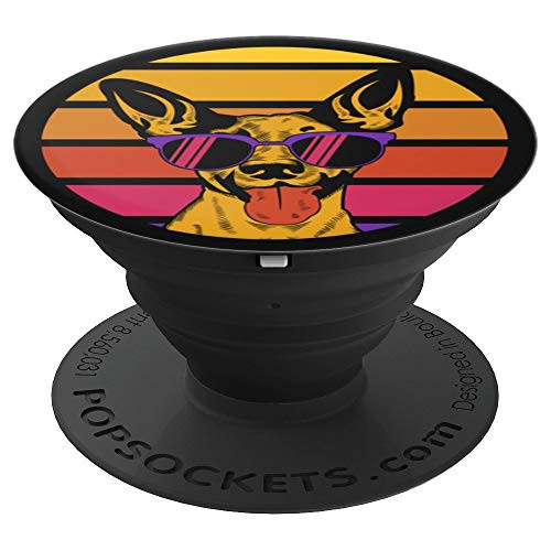 Vaporwave Sunset Retro DOG LOVER PopSockets Grip and Stand for Phones and Tablets