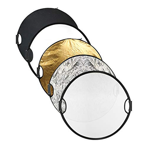 Issuntex 24"/60cm 5-in-1(Translucent, Silver, Gold, White and Black) Handle Collapsible Multi-Disc Photography Lighting Reflector with carring case.