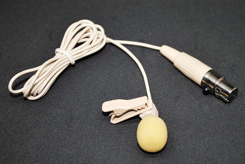 Beige Lavalier Lapel Mic with 4 pin mini XLR TA4F for Shure wireless (Metal Mic)