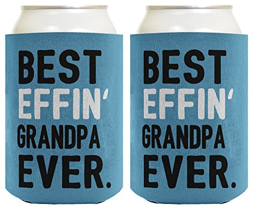 Best Grandpa Gifts Best Effin' Grandpa Ever Funny Cool Grandpa Gifts 2 Pack Can Coolie Drink Coolers Coolies Blue