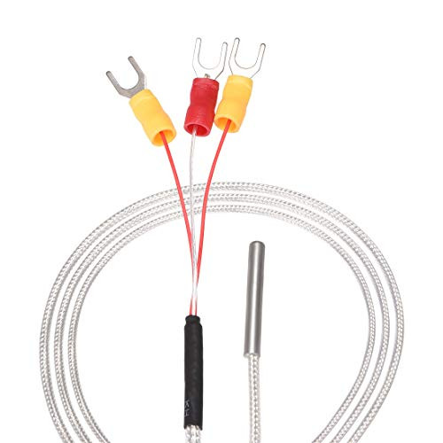 uxcell PT100 RTD Temperature Sensor Probe 3 Wires Cable Thermocouple Stainless Steel 200cm 6.56ft Temperature Rang: -20 420°C