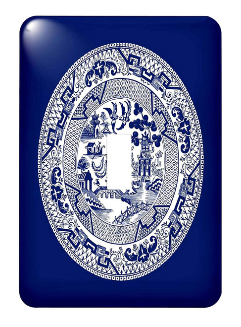 3dRose lsp_220439_1 Willow Pattern In Delft Blue and White - Single Toggle Switch
