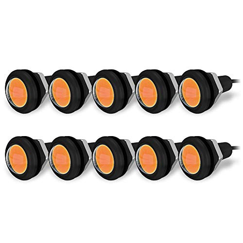 YINTATECH 10pcs Eagle Eye LED 9W 12V Car Motorcycle Daytime Running DRL Light Fog Reverse Tail Backup DIY Lights (23mm, Amber)