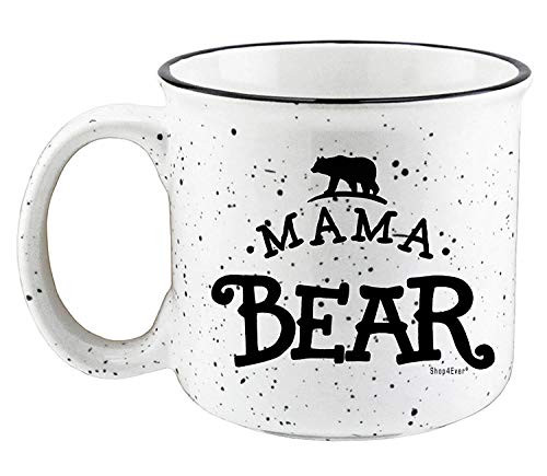 Shop4Ever Mama Bear Novelty Campfire Speckled Ceramic Coffee Mug Tea Cup Gift ~ Mother's Day Gift ~ Gift For Mom (Speckled)