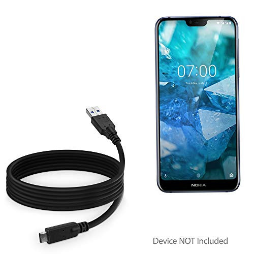 Nokia 7.1 Cable, BoxWave [DirectSync - USB 3.0 A to USB 3.1 Type C] USB C Charge and Sync Cable for Nokia 7.1-6ft - Black