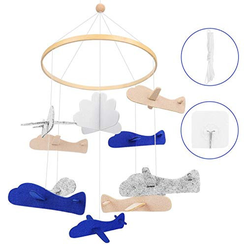 Accmor Baby Crib Mobile, Airplanes & Cloud Baby Mobile Handmade Starry Clouds Woodland Nursery Decoration Crib Mobile for Night Boys Girls Baby Shower, Unique Crib Mobile Nursery Décor (2019 Newest)