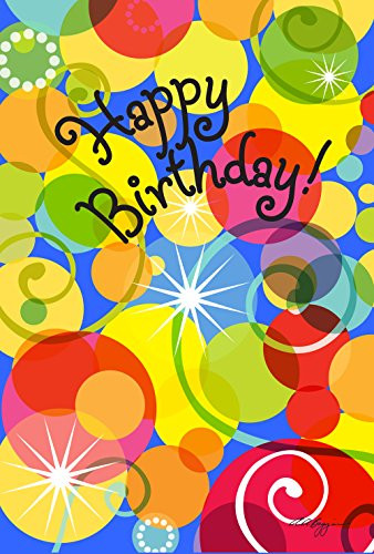 Toland Home Garden Birthday Bubbles 28 x 40 Inch Decorative Colorful Happy Party House Flag