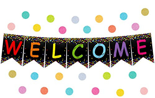 Welcome Pennants Confetti-Themed Banner for Back to School Bulletin Board Classroom Decoration