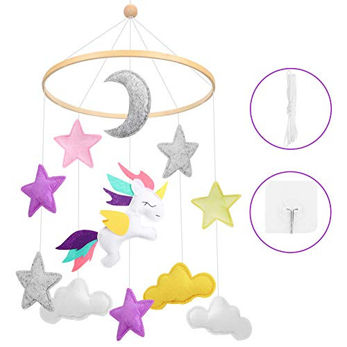 Accmor Baby Crib Mobile Unicorn, Handmade Felt Baby Mobile Woodland Nursery Decoration Crib Mobile for Girls Boys Baby Shower, Unique Colorful Nursery Décor by Accmor (Original Design)