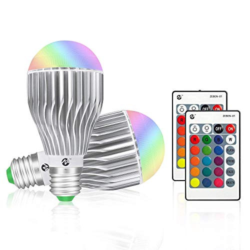 RGB LED Bulbs 10W Color Changing Light Bulbs,Dimmable E26 Base RGB Lighting Bulb,A19 Color Led Light Bulb with Remote Controller(2 Pack)