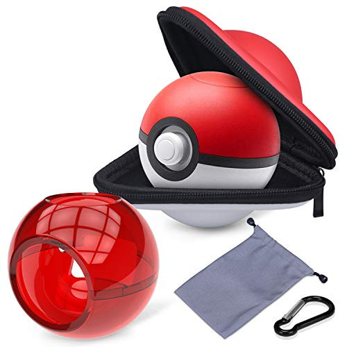 HEYSTOP Protective Case for Nintendo Switch Poke Ball Plus Controller, Accessory Case for Pokémon: Let's Go Pikachu Eevee Game for Nintendo Switch?Carrying case+Carrying Bag+Clear red case?