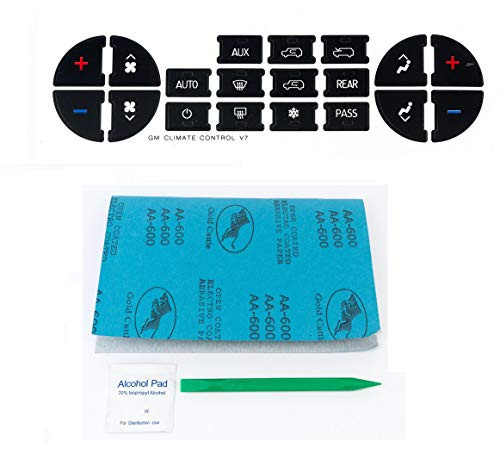 AC Dash Button Sticker Repair Kit - Buttons Sticker Replacement - Fits Chevy Tahoe, Avalanche, Silverado, Traverse, GMC Sierra, Yukon, Buick Enclave and more - AC Panel Decals - Year Models 2006-2014