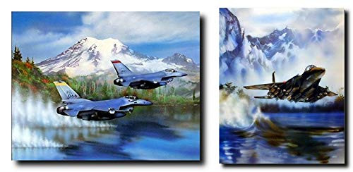 Impact Posters Gallery Wall Decor Poster Art Print F-15 and F-16s Fighter Jet Military Aircraft Two Set Aviation Picture (8x10)