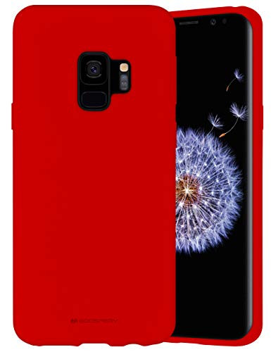 Goospery Liquid Silicone Case for Samsung Galaxy S9 (2018) Jelly Rubber Bumper Case with Soft Microfiber Lining (Red) S9-SLC-RED