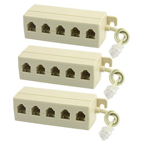 uxcell 3PCS RJ11 6P4C M to 6P2C F 5 Way Telephone Splitter Extender Adapter