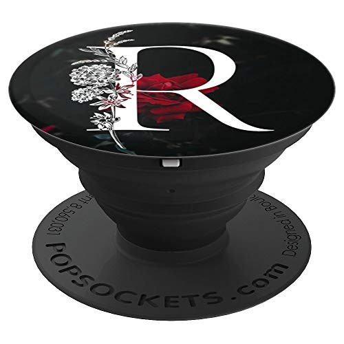 Floral Monogram - Red Flower With Letter R - PopSockets Grip and Stand for Phones and Tablets