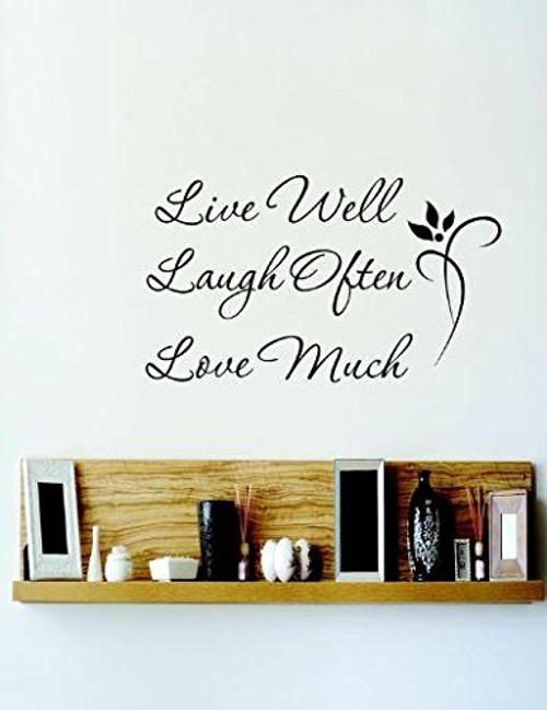 Design with Vinyl RE 2 C 2077 Live Well Laugh Often Love Much Image Quote Vinyl Wall Decal Sticker, 16 x 16", Black Design with Vinyl RE 2 C 2077 Live Well Laugh Often Love Much Image Quote Vinyl Wall Decal Sticker, 16 x 16", Black