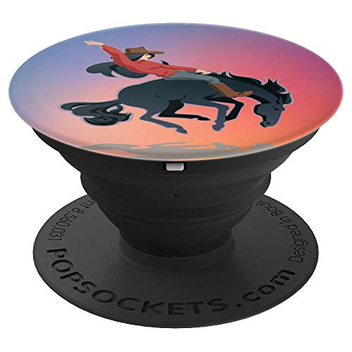 Ever Pretty Cowgirl On Bronco Horse Rodeo Ride On Sunset - PopSockets Grip and Stand for Phones and Tablets