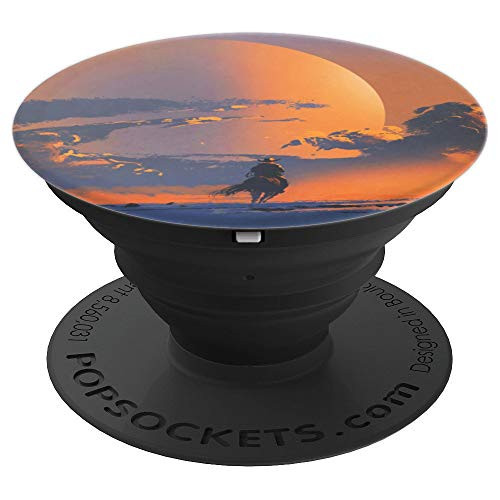 Cloudy Snowy Mountain With Sunset Moon Western Decor - PopSockets Grip and Stand for Phones and Tablets