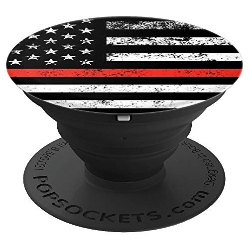 American Flag Firefighter Thin Red Line - PopSockets Grip and Stand for Phones and Tablets