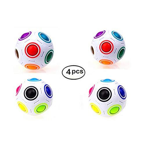 CuberSpeed Bundle Rainbow Ball Magic Fidget Toy Puzzle Magic Rainbow Ball Puzzle Fun Fidget (4pcs)