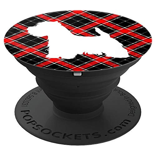 West Highland Terrier Mom Black Red Westie Plaid Checkered - PopSockets Grip and Stand for Phones and Tablets