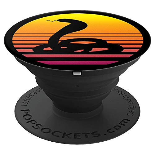 King Cobra Snake 80's Retro Vaporwave Sunset Silhouette - PopSockets Grip and Stand for Phones and Tablets