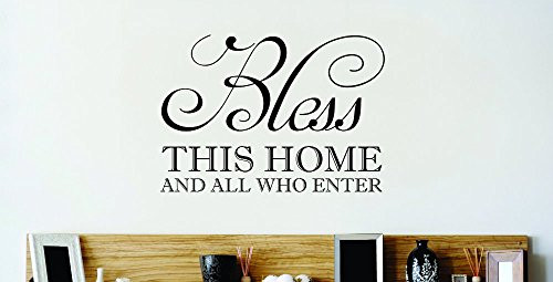 Design with Vinyl Zzz 489 2 Decor Item Bless This Home and All Who Enter Family Bible Quote Design Vinyl Wall Decal, 16-Inch x 16-Inch, Black