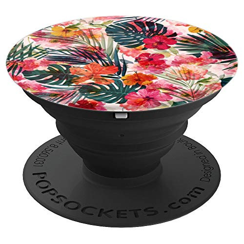 Flower Watercolor floral pink red white Hawaiian pattern - PopSockets Grip and Stand for Phones and Tablets Flower Watercolor floral pink red white Hawaiian pattern - PopSockets Grip and Stand for Phones and Tablets
