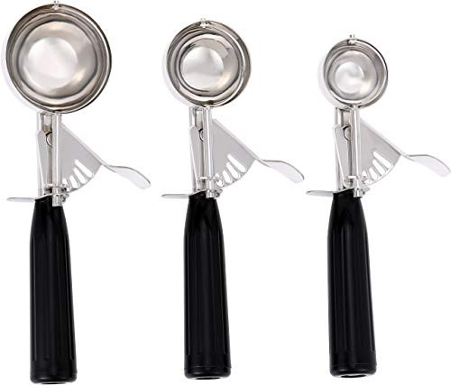 Cookie Scoop Set of 3,Ice Cream Scoop Set of 3,Stainless Steel Ice Cream Scoop with Trigger Include Small Size(1.58 Inch),Medium Size(1.97 Inch),Large Size(2.48 Inch)