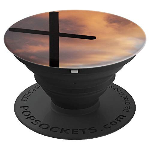 Christian Cross of Jesus Christ Sunset Sky Background - PopSockets Grip and Stand for Phones and Tablets Christian Cross of Jesus Christ Sunset Sky Background - PopSockets Grip and Stand for Phones and Tablets