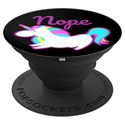 Funny Nope Not Today Lazy Unicorn On Black - PopSockets Grip and Stand for Phones and Tablets
