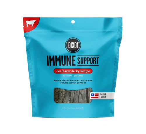 BIXBI Immune Support Dog Jerky Treats, Beef Liver, 15 Ounce