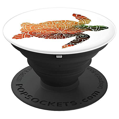 Sea Turtle White Ocean Tropical Sunset Mandala Mobile Holder - PopSockets Grip and Stand for Phones and Tablets