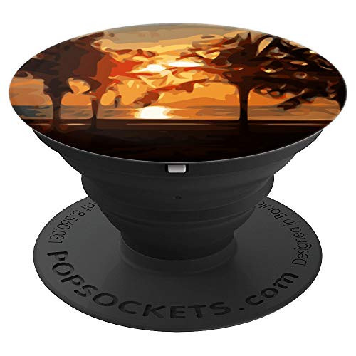 Sunset Beach Peaceful Palm Trees - PopSockets Grip and Stand for Phones and Tablets