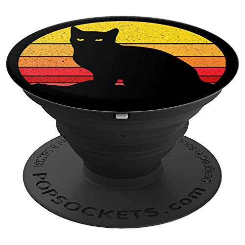 Cat Retro Vintage Sunset Black Cat - PopSockets Grip and Stand for Phones and Tablets