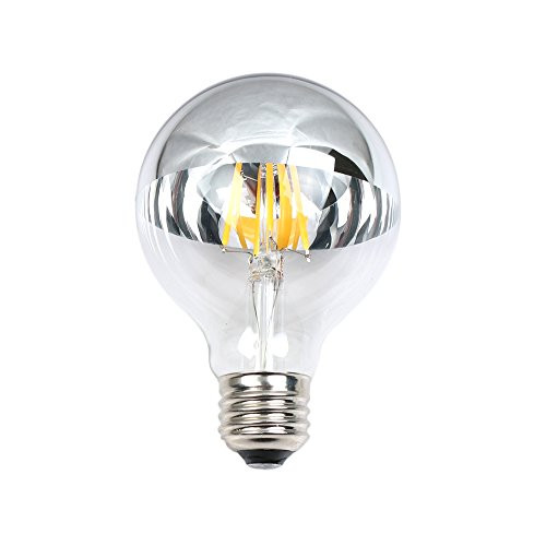 Dgyao Half Chrome Light Bulb Dimmable Globe LED Filament Vintage Bulb with Mirror 6W(60W Equivalent) G80 E26 Medium Base Warm White 2700K