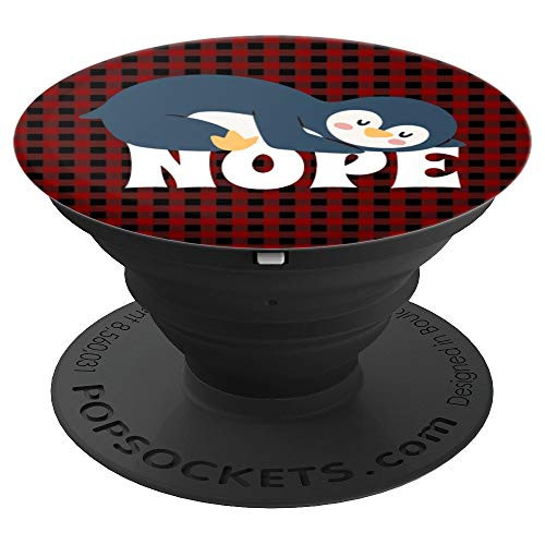 Funny Nope Not Today Lazy Penguin On Red Black Checker Plaid - PopSockets Grip and Stand for Phones and Tablets Funny Nope Not Today Lazy Penguin On Red Black Checker Plaid - PopSockets Grip and Stand for Phones and Tablets